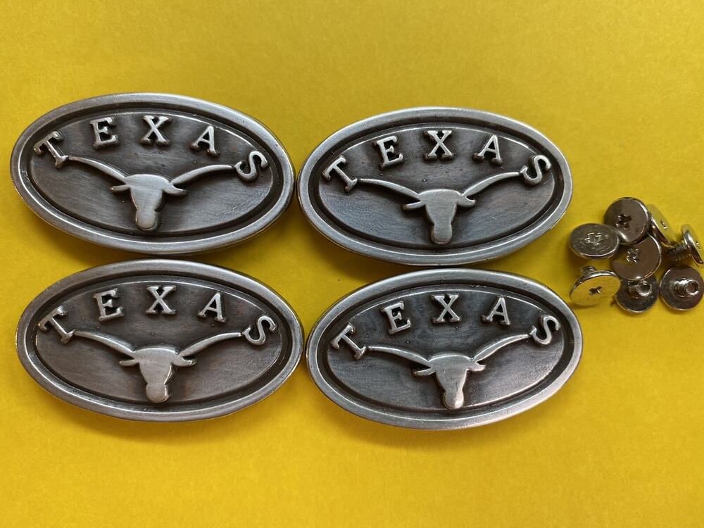 Lot of 4 University of Texas Longhorns Conchos with Screws New 1 1/2” Wide